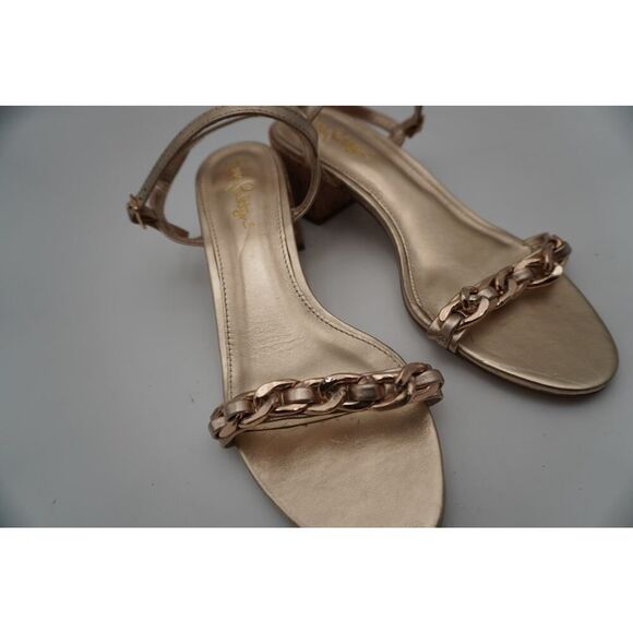 Lilly Pulitzer Marcia gold-tone chain leather sandals, comfort and style Size 8. - Picture 7 of 7